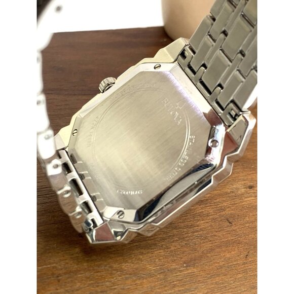 Bulova Men's Watch 96A285 Octava Quartz Crystal Pave Silver Stainless Steel 40mm - Picture 7 of 14